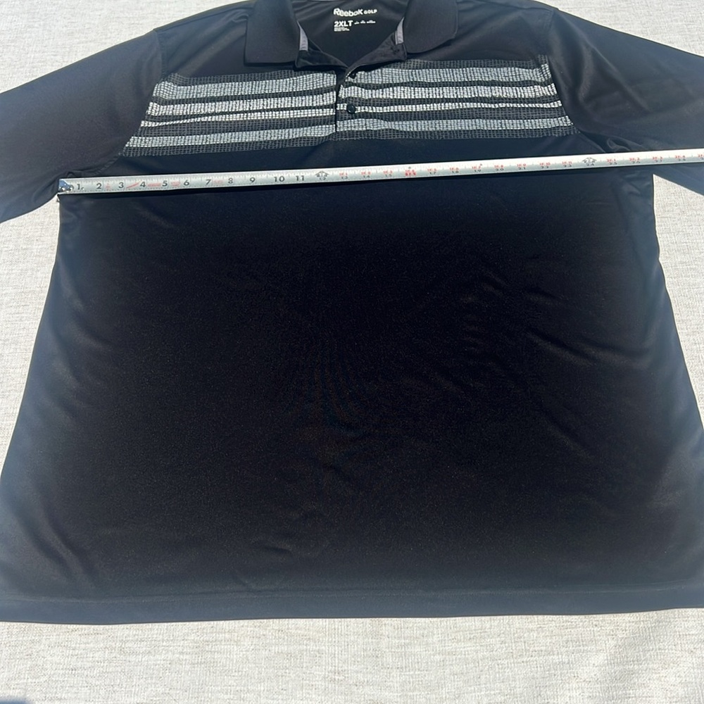 Men’s Golf Reebok Black Performance Polo‎ with Sporty Stripes - Picture 4 of 8